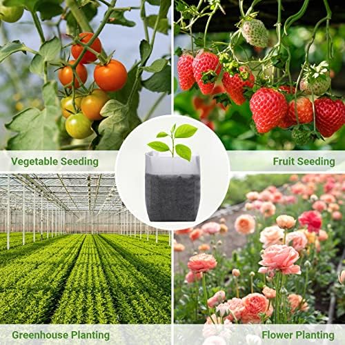 GREANER 200 PCS Nursery Grow Bags, 7.8x8.6 inch Fabric Seedling Plant Grow Bags, Vegetables Fabric Plant Pots for Gardening Seed Starts - White - Image 6