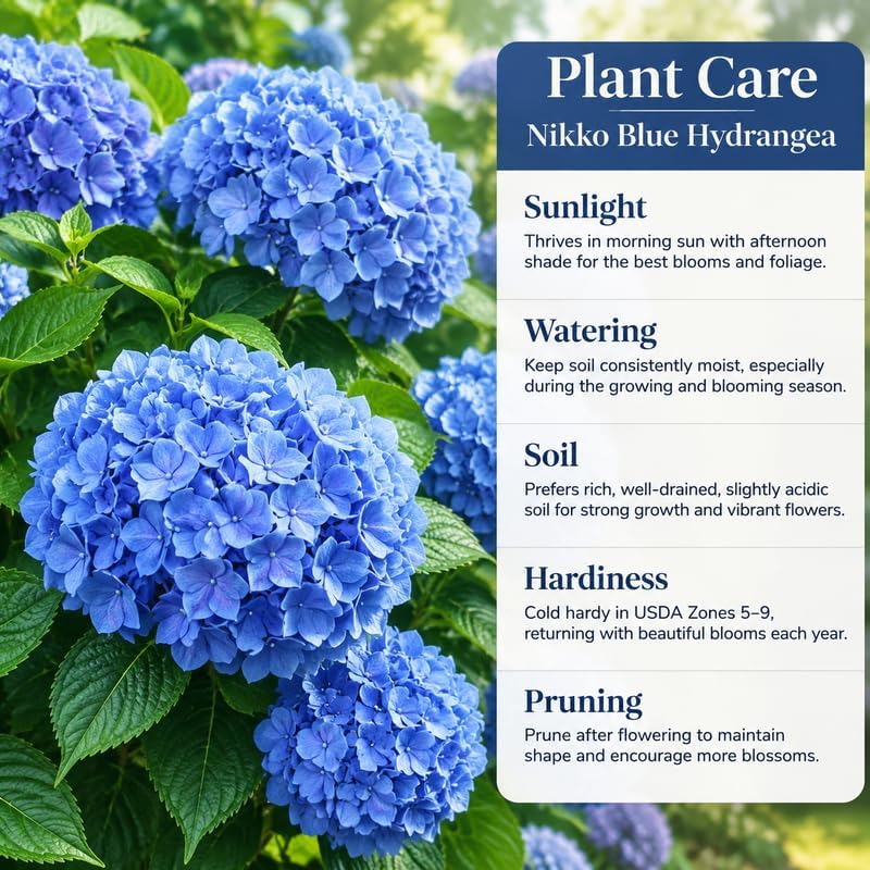 3 Nikko Blue Hydrangea Tree Live Plant, 2.5" Pot, Eye Catching Hydrangea Plant Live, Cold Hardy Perennial Flowering Shrub, for Gardens & Yard Borders - Image 6