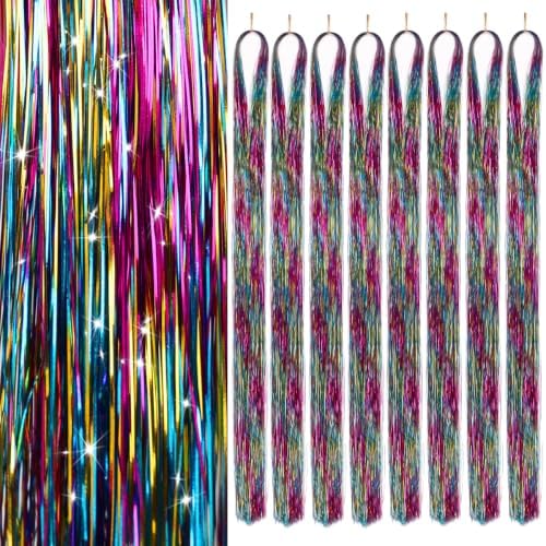 Hair Tinsel 8 Packs 1600 Strands 50 Inch 3 Colors Mix by Sala