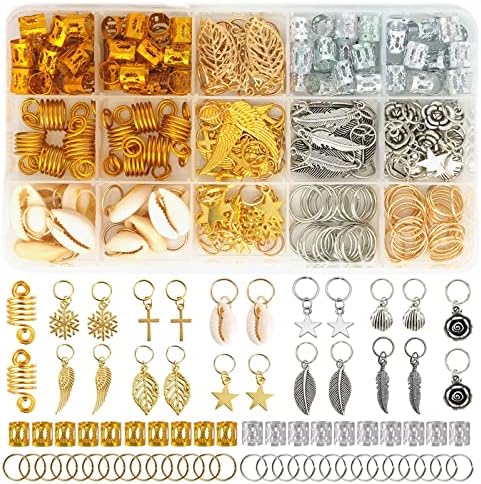220-Piece Braiding Hair Rings - 15 Styles, Jewelry for Braids, Clips, Pendants, Headbands & Accessories by Unknown