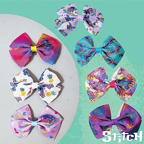 LUV HER Disney Stitch Hair Bows - 7 Pcs 4 Inch Bow Bundle - Hair Accessories Gift Set - Alligator Clip - Ages 3 + - Image 6