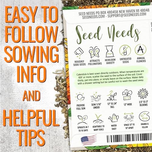Seed Needs Flower Seeds to Plant Calendula Pacific Beauty Mix - Bulk Pack - Image 2