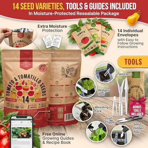 Organo Republic 14 Rare Tomato & Tomatillo Garden Seeds Variety Pack - 1,020+ Non-GMO Heirloom Tomato & Tomatillo Seeds for Outdoors & Indoor Home Gardening - Image 3