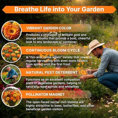 Calendula Seeds Pack 4 oz - Over 13,000 Non-GMO Heirloom Calendula Seeds for Planting Indoor & Outdoor Gardening, Flower Seed for Planting Home and Garden, Flowers Seed in Individual Packet - Image 5