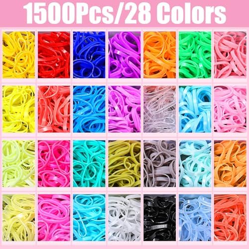 auroray 28 Colors Rubber Bands for Hair, 1500 Pcs Elastic Hair Ties Mini Hair Rubber Bands with 4 Hair Styling Tools 10 Hair Clips Toddler Hair Accessories for Baby Girl Kids - Image 3