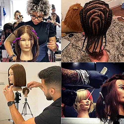 Mannequin Head 100% Real Hair Manikin for Hairdresser Training and Styling Practice With Stand - Image 5