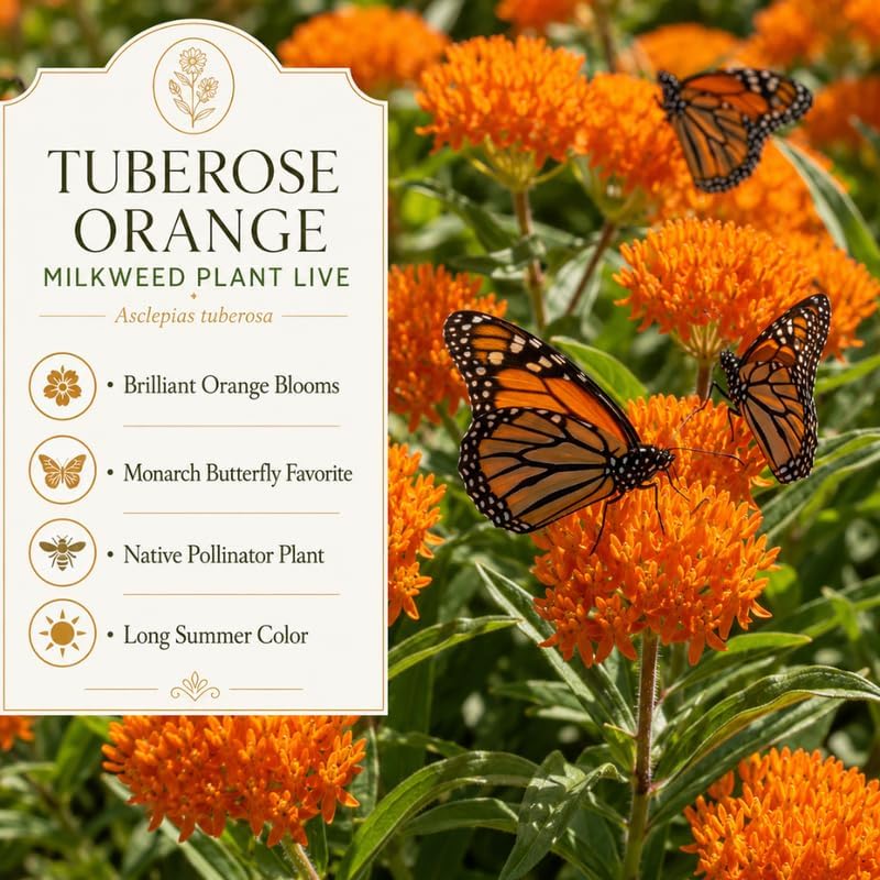 Milkweed Plants Live, Orange Tuberose Milkweed Plants, 4-6 Inch Tall - Image 6