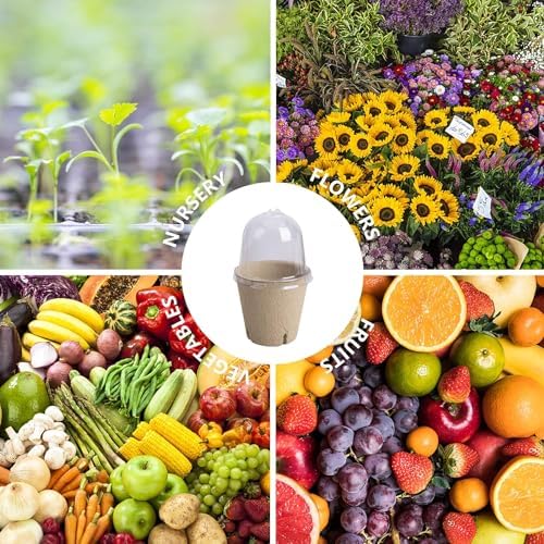 40 Packs Biodegradable Pots with Humidity Dome, 3.1" Seed Starter Peat Pots - Image 5