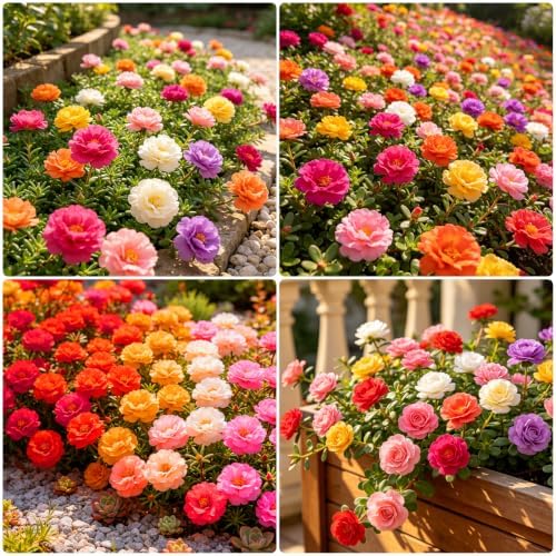 Mixed Color Portulaca Grandiflora Seeds, 20000 Double Moss Rose Seeds for Planting, Heirloom Ground Cover - Purslane Flower Seed for Outside, Beds, Yards, Flower Garden by Unknown