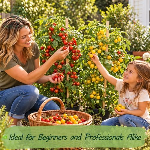 Dwarf Duo Tiny Tim Tomato Seeds - 100+ Red & 100+ Yellow Dwarf Tomato Variety, Cherry Tomato Seeds for Containers, Balcony, Patio, Pots, Indoor Outdoor Gardening, Heirloom, Non-GMO, Easy to Grow - Image 2