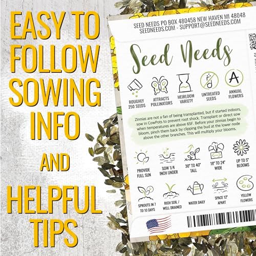 Seed Needs Canary Bird Zinnia Seeds to Plant Cut Flowers 5 Packs - Image 3