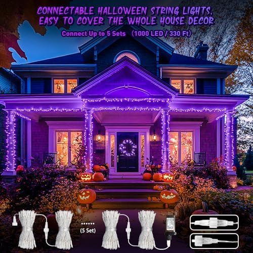 JMEXSUSS 200 LED Halloween Lights Indoor Outdoor Purple String Lights 66Ft - Image 4