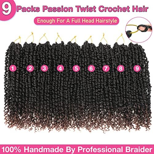 Passion Twist Crochet Hair 16" Ombre Brown Pre-Looped 9Packs - Image 4