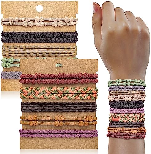 KANPRINCESS Boho Hair Ties For Girls, Bracelet Hair Ties For Women, Hair Tie Bracelet, Elastic Hair Bands For Ponytails, Ponytail Holder For Daily Life, Sport, Cooking, Working (20pcs) by KANPRINCESS