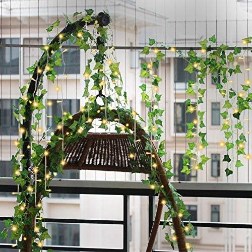 12 Pack 84Ft Artificial Ivy Garland, 100 LED Lights Fake Vines UV Resistant Greenery Leaves Fake Plants Hanging Aesthetic Vines for Home Bedroom Party Garden Wall Room - Image 6