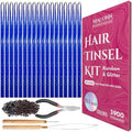 NIACONN Glitter Hair Tinsel Extensions Kit Blue with Tools and Beads, 48 Inch Sparkly Fairy Colorful Tensile Strands Shiny Hair Accessories for Women Girls Kids by NIACONN
