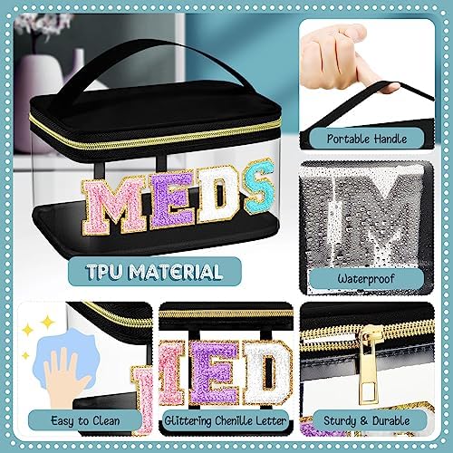 Geetery Meds Travel Bag Black, Meds Chenille Letter Clear - Image 4