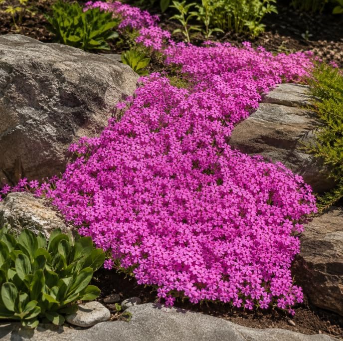 Pack of 3 Creeping Phlox Live Plants, Pink Phlox Ground Cover Plant for Banks, Rock Gardens, Walkways,4" Pot - Image 4