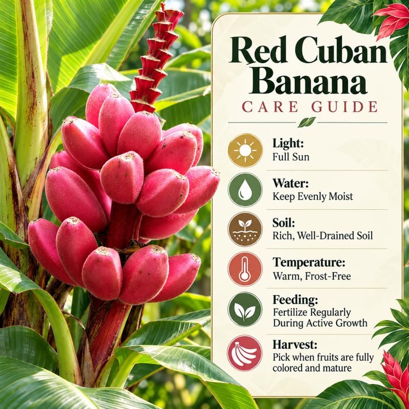 Dwarf Banana Tree, Musa Red Cuban Banana Plant Live, 1 Starter Plant - Image 5