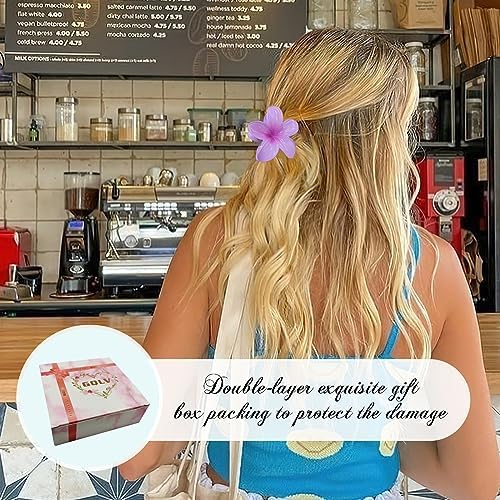 GQLV Hawaiian Flower Claw Hair Accessories for Women - 4PCS Large Nonslip Clips for Thick and Thin Hair, Strong Hold, Cute Banana Clips - Image 3