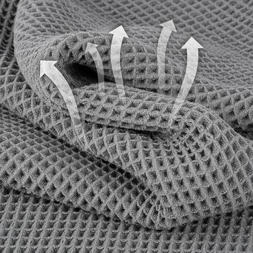 Microfiber Waffle Face Towels, 4 Pieces, Soft, Absorbent, Fast Drying, Lint Free 430 GSM (Gray) - Image 2