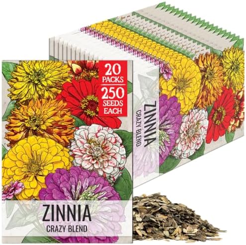Seed Needs Cut Flower Seeds to Plant Crazy Zinnia Blend - 20 Packs by SeedNeeds