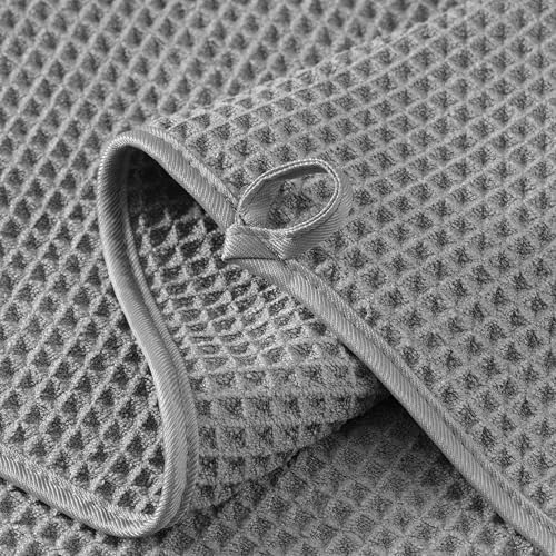 Microfiber Waffle Face Towels, 4 Pieces, Soft, Absorbent, Fast Drying, Lint Free 430 GSM (Gray) - Image 3