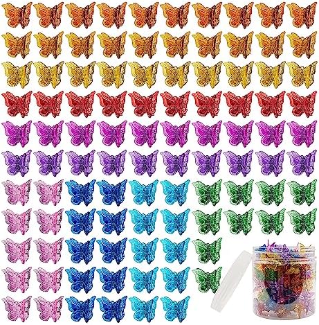 100 Pieces Assorted Color Butterfly Hair Clips, Beautiful Mini Butterfly Hair Clips Hair Accessories for Women and Girls (Transparent color) by Ruocce