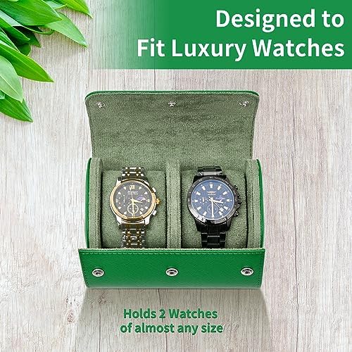 Watch Roll Travel Case for Men and Women- 2 Watch Storage and Organizer - Image 3