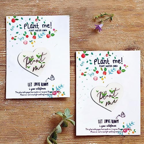 50 Plantable Wildflower Paper, Ecological Heart Shaped Babyshower Favors for Guests - Bridal Funeral Memorial Plantable Gifts NO Cards - Image 5