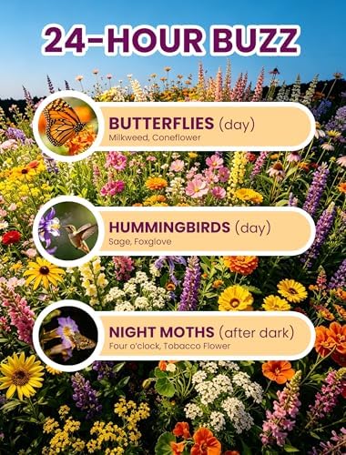 Wildflower Seeds Mix Hummingbird & Butterfly Cafe, 20 Heirloom Varieties, Specially Formulated to Attract Pollinators – High Germination for Outdoor Garden (4oz) - Image 4