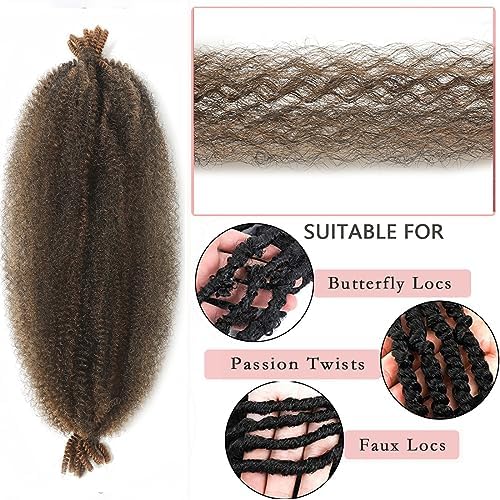 18 Inch Pre-Separated Springy Afro Twist Hair 8 Packs Pre-Fluffy Natural Curls are Perfect for Marley Crochet Hair Suitable for Black Women (1B/30, 18 Inch (Pack of 8)) - Image 2