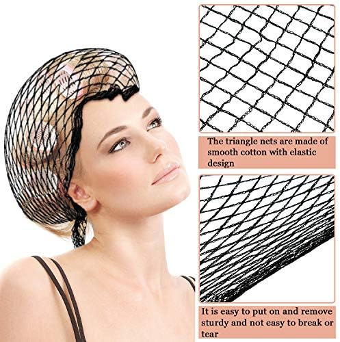 WILLBOND 8 PcsTriangle Hair Net for Rollers, Cotton Mesh Sleeping Cap - Image 3