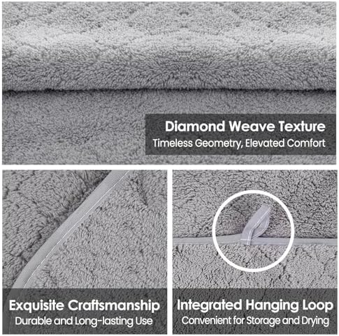 JML Microfiber Bath Towels with Hanging Loop, 2 Pack, 30 in x 60 in, Grey - Image 4