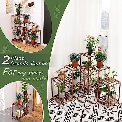 Plant Stand Indoor Outdoor, 10 Tiered Plant Shelf Wood Plant Rack - Image 3