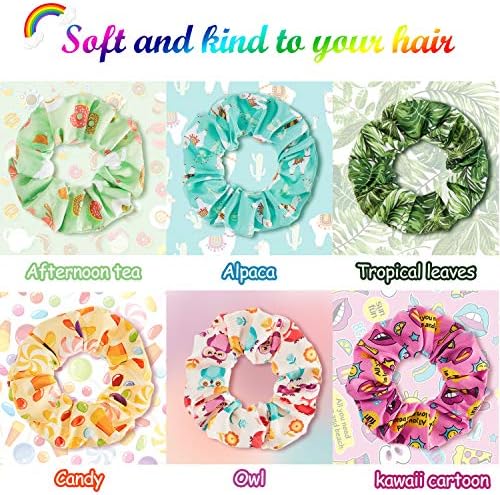 WILLBOND 16 Pcs Girls Hair Scrunchies Kawaii Print Ties,Classic Style - Image 4