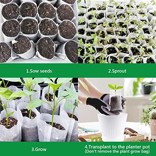 GREANER 200PCS Plant Nursery Bags, 3.5"x4.7" Biodegradable Non-Woven Fabric Plant Seeding Grow Bags, Vegetables Fabric Plant Seedling Pots, Transplant Pots Grow Pouch, Home Garden Supply - Image 6