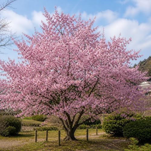 Pack of 2 Okame Flowering Cherry Trees Live Plant Rosy Pink Cherry Blossom Tree, Ornamental Tree, 6-12" Tall in Small Pot by Unknown