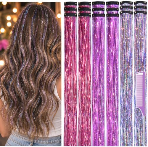 Hair Tinsel Clip in Pack of 18 Pcs Hair Accessories for Party Gatherings by Uikreo-Designtoyourbeauty