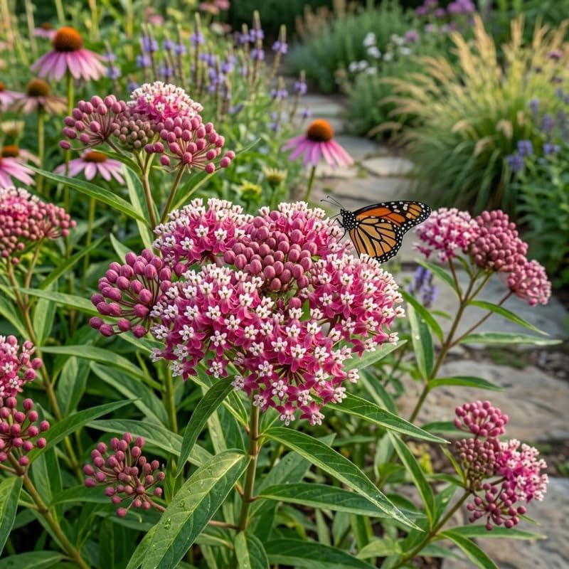 2 Live Milkweed Plant, Purple Swamp Milkweed Live Plant, 4-6 Inch Tall, Flowering Milkweed Plant for Outdoor Gardens, Easy to Grow - Image 2