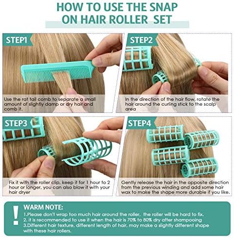Syhood 12 Pcs 1 in Jumbo Plastic Hair Rollers Curlers for Women, Green - Image 3