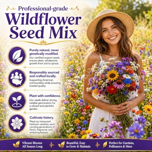 5,000+ Wildflower Seeds Bulk Mix - 15 Varieties California Wildflower Seeds for Hummingbirds, Butterflies-Perennial & Annual Seed -, & Cut Flowers - for Outdoors Pollinator Garden - Image 6