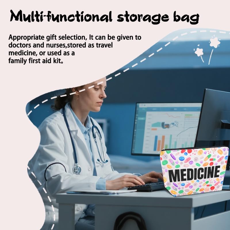 Travel Medicine Pouch Portable Small Pill Box Set First Aid Medication Organizer Bag Pharmacy Doctor Nurse Gift Bag for Hospital Patient Woman Men Pharmacist Accessories for Work Travel Medical Pouch - Image 7