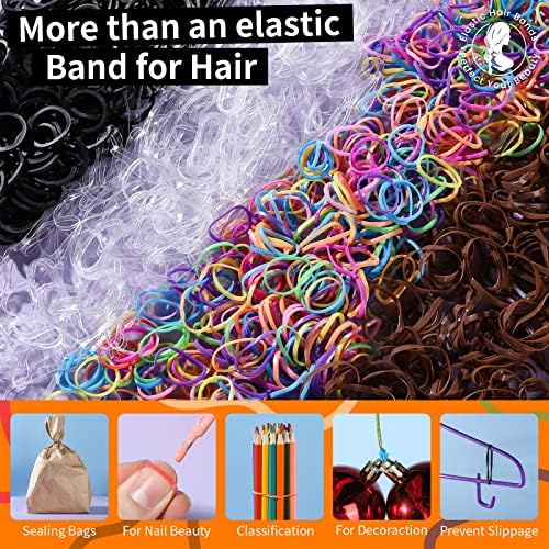 Teenitor Hair Elastics, 2000pcs Hair Rubber Bands, Clear,Black,Brown - Image 6