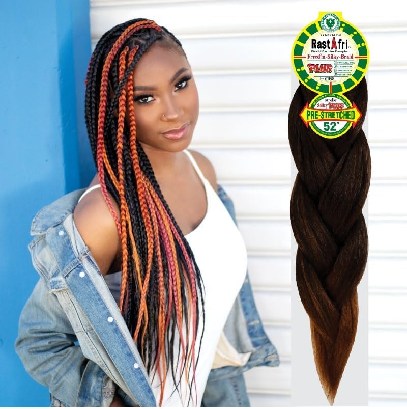 Rast A fri Freed'm Silky Braid 52 Inch Pre-Stretched Braiding Hair | 100% Afrelle Modacrylic Fiber from Kanekalon | Soft Lightweight Hair for Box Braids & Twists, BT1B/30-5 Pack - Image 5