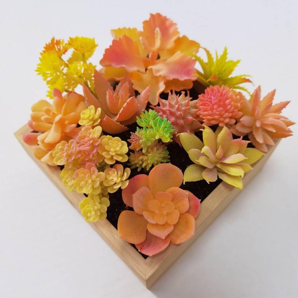 12 Pieces Orange Fake Succulent Plant,Mini Artificial Succulents,Artificial Air Plants That Look Real,Plastic Plant for Garden & Outdoor Home Décor (Orange) - Image 5