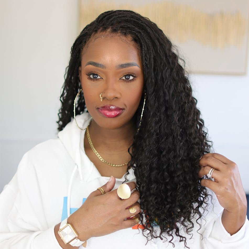 Full Lace Knotless Boho Box Braids Human Hair Wig for Black Women 18 Inch - Image 4