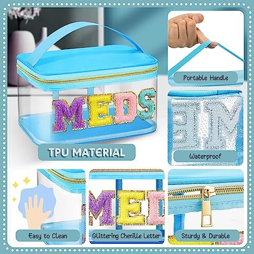 Geetery Meds Travel Bag Blue, Meds Chenille Letter Clear - Image 4