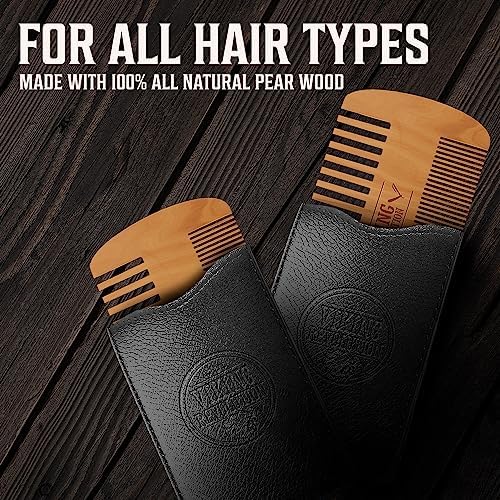 Viking Revolution Wooden Beard Comb & Case - Pocket Comb, 2 Pack - Image 2