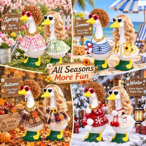 4Pcs Porch Goose Wigs Set Porch Goose Outfits Accessories for Outdoor Statue Accessories Garden Patio Yard Goosey Decoration (Couple Set) - Image 3